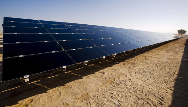 Photovoltaic solar power modules in Maan, 220km south of Amman (Photo courtesy of Shams Maan)
